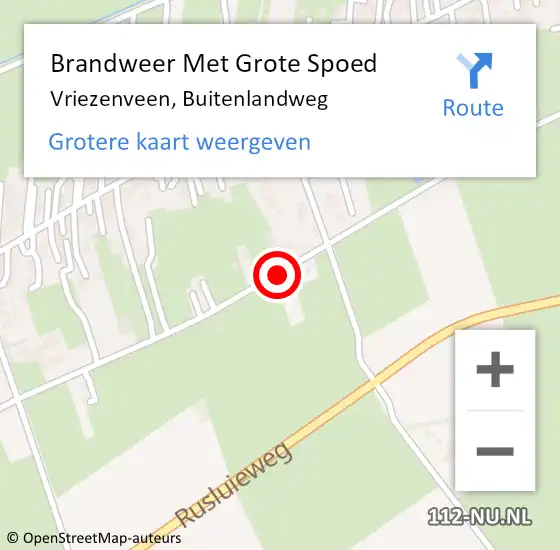 Locatie op kaart van de 112 melding: Brandweer Met Grote Spoed Naar Vriezenveen, Buitenlandweg op 1 december 2018 12:48
