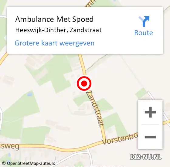 Locatie op kaart van de 112 melding: Ambulance Met Spoed Naar Heeswijk-Dinther, Zandstraat op 1 december 2018 13:23