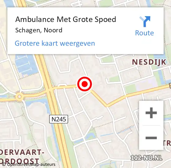 Locatie op kaart van de 112 melding: Ambulance Met Grote Spoed Naar Schagen, Noord op 1 december 2018 13:54
