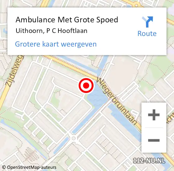 Locatie op kaart van de 112 melding: Ambulance Met Grote Spoed Naar Uithoorn, P C Hooftlaan op 1 december 2018 14:16