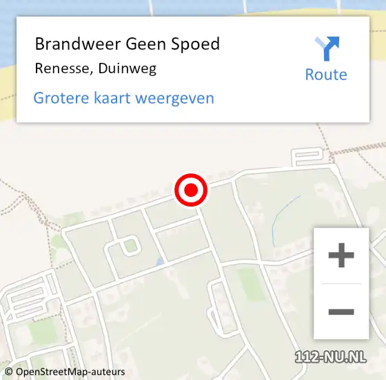 Locatie op kaart van de 112 melding: Brandweer Geen Spoed Naar Renesse, Duinweg op 1 december 2018 14:28