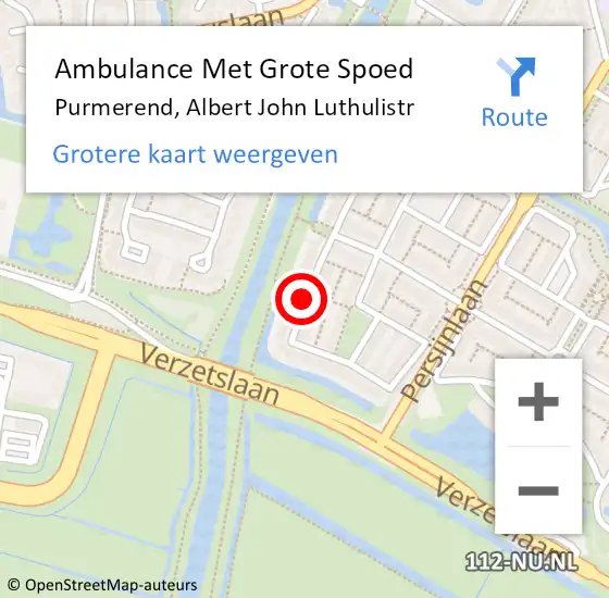 Locatie op kaart van de 112 melding: Ambulance Met Grote Spoed Naar Purmerend, Albert John Luthulistr op 1 december 2018 18:35