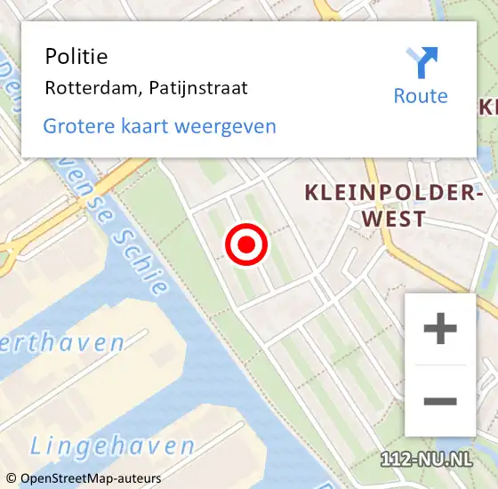Locatie op kaart van de 112 melding: Politie Rotterdam, Patijnstraat op 2 december 2018 00:24