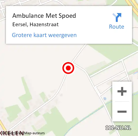 Locatie op kaart van de 112 melding: Ambulance Met Spoed Naar Eersel, Hazenstraat op 2 december 2018 01:26
