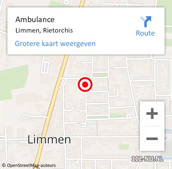 Locatie op kaart van de 112 melding: Ambulance Limmen, Rietorchis op 2 december 2018 04:03