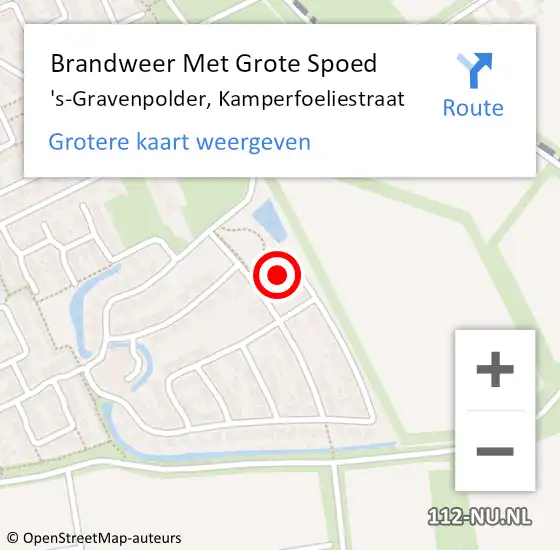 Locatie op kaart van de 112 melding: Brandweer Met Grote Spoed Naar 's-Gravenpolder, Kamperfoeliestraat op 2 december 2018 07:01