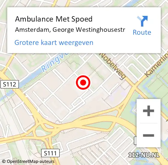Locatie op kaart van de 112 melding: Ambulance Met Spoed Naar Amsterdam, George Westinghousestr op 2 december 2018 07:19