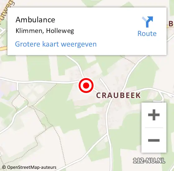 Locatie op kaart van de 112 melding: Ambulance Klimmen, Holleweg op 16 maart 2014 12:58