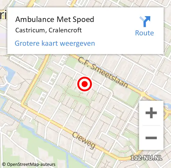 Locatie op kaart van de 112 melding: Ambulance Met Spoed Naar Castricum, Cralencroft op 2 december 2018 14:10