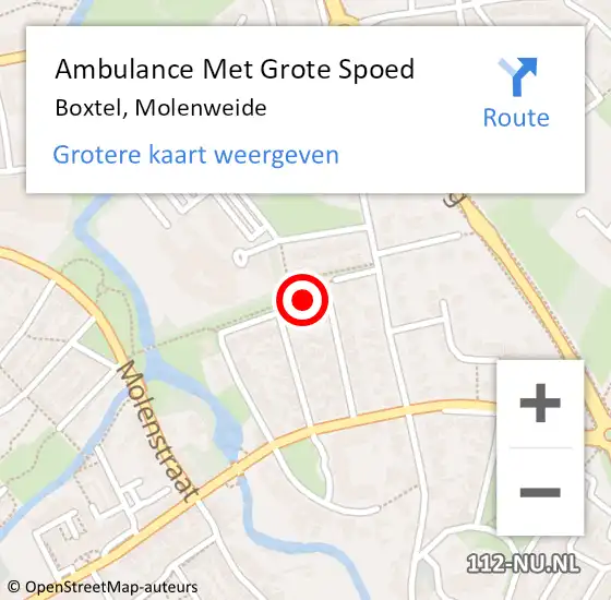 Locatie op kaart van de 112 melding: Ambulance Met Grote Spoed Naar Boxtel, Molenweide op 2 december 2018 14:24