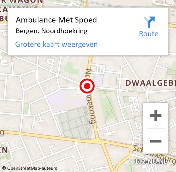Locatie op kaart van de 112 melding: Ambulance Met Spoed Naar Bergen, Noordhoekring op 2 december 2018 15:25