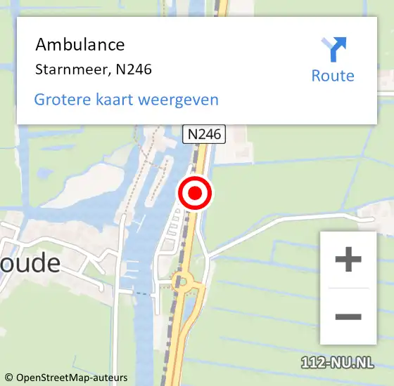 Locatie op kaart van de 112 melding: Ambulance Starnmeer, N246 op 2 december 2018 15:51