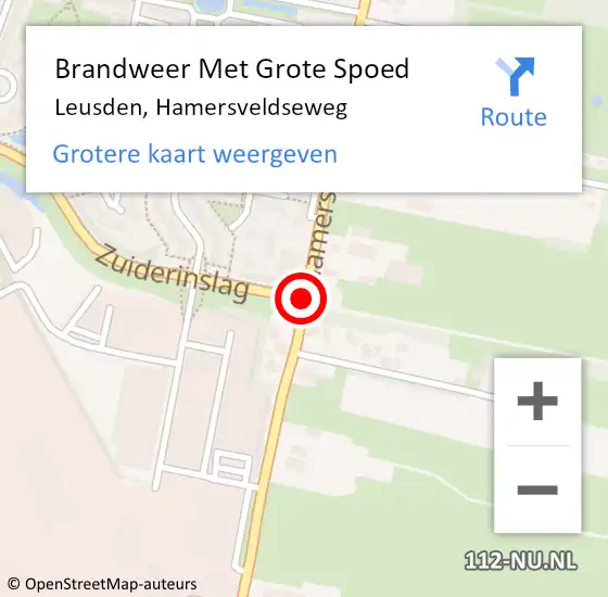 Locatie op kaart van de 112 melding: Brandweer Met Grote Spoed Naar Leusden, Hamersveldseweg op 2 december 2018 17:25