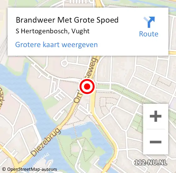 Locatie op kaart van de 112 melding: Brandweer Met Grote Spoed Naar S Hertogenbosch, Vught op 2 december 2018 17:37