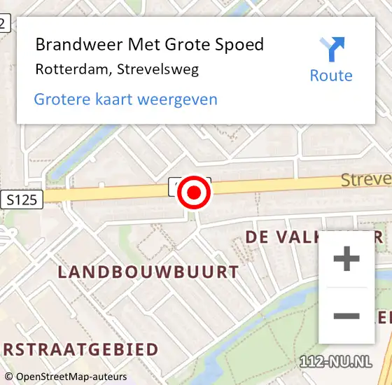 Locatie op kaart van de 112 melding: Brandweer Met Grote Spoed Naar Rotterdam, Strevelsweg op 2 december 2018 17:43