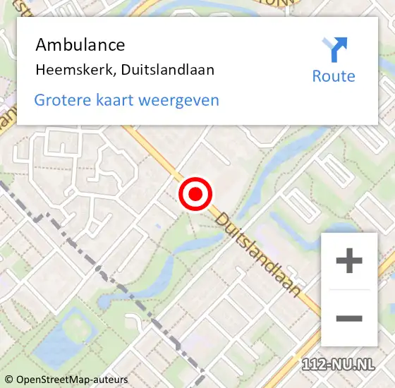 Locatie op kaart van de 112 melding: Ambulance Heemskerk, Duitslandlaan op 2 december 2018 20:02