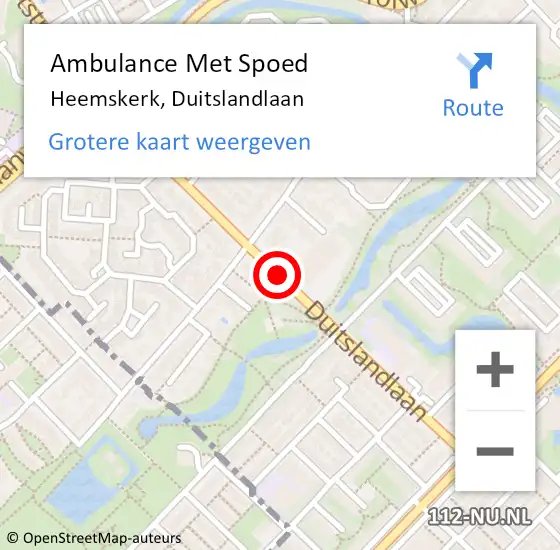 Locatie op kaart van de 112 melding: Ambulance Met Spoed Naar Heemskerk, Duitslandlaan op 2 december 2018 22:06