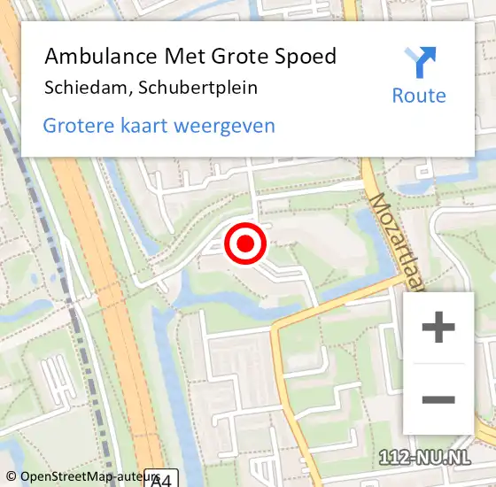 Locatie op kaart van de 112 melding: Ambulance Met Grote Spoed Naar Schiedam, Schubertplein op 3 december 2018 04:39