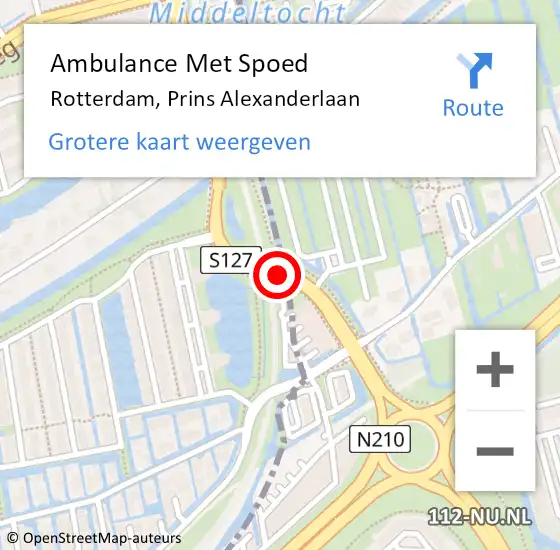 Locatie op kaart van de 112 melding: Ambulance Met Spoed Naar Rotterdam, Prins Alexanderlaan op 3 december 2018 07:11
