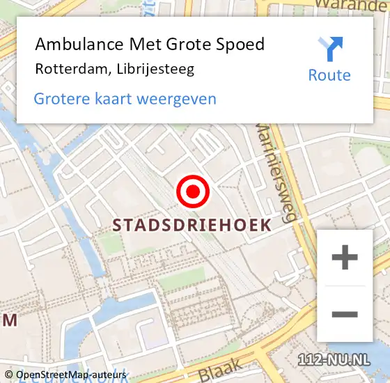 Locatie op kaart van de 112 melding: Ambulance Met Grote Spoed Naar Rotterdam, Librijesteeg op 3 december 2018 09:30