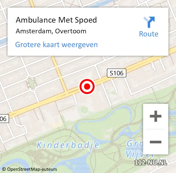 Locatie op kaart van de 112 melding: Ambulance Met Spoed Naar Amsterdam, Overtoom op 3 december 2018 09:45