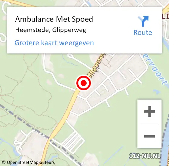 Locatie op kaart van de 112 melding: Ambulance Met Spoed Naar Heemstede, Glipperweg op 3 december 2018 14:01