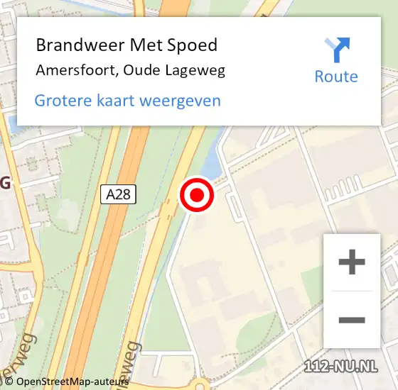 Locatie op kaart van de 112 melding: Brandweer Met Spoed Naar Amersfoort, Oude Lageweg op 3 december 2018 15:51