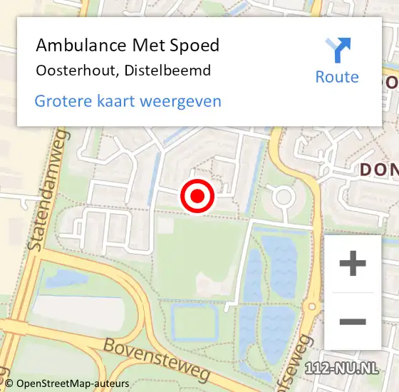 Locatie op kaart van de 112 melding: Ambulance Met Spoed Naar Oosterhout, Distelbeemd op 3 december 2018 18:49