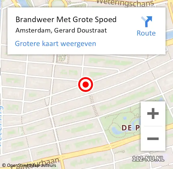Locatie op kaart van de 112 melding: Brandweer Met Grote Spoed Naar Amsterdam, Gerard Douplein op 3 december 2018 21:09
