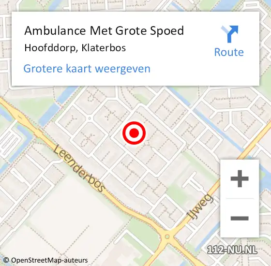 Locatie op kaart van de 112 melding: Ambulance Met Grote Spoed Naar Hoofddorp, Klaterbos op 3 december 2018 21:58