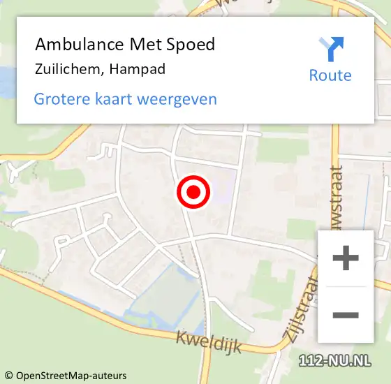 Locatie op kaart van de 112 melding: Ambulance Met Spoed Naar Zuilichem, Hampad op 3 december 2018 23:24