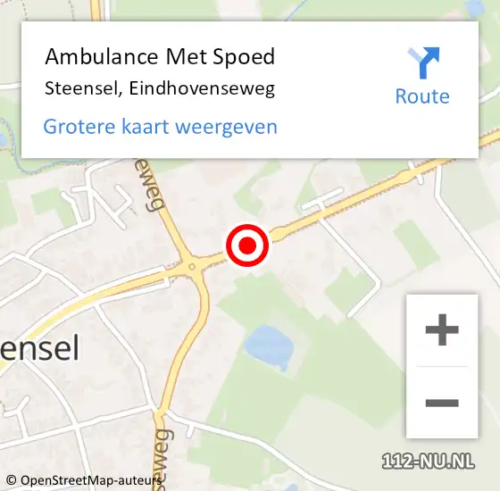 Locatie op kaart van de 112 melding: Ambulance Met Spoed Naar Steensel, Eindhovenseweg op 4 december 2018 05:10