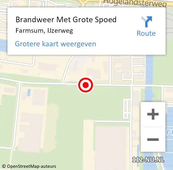 Locatie op kaart van de 112 melding: Brandweer Met Grote Spoed Naar Farmsum, IJzerweg op 4 december 2018 06:34