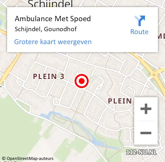 Locatie op kaart van de 112 melding: Ambulance Met Spoed Naar Schijndel, Gounodhof op 4 december 2018 08:13
