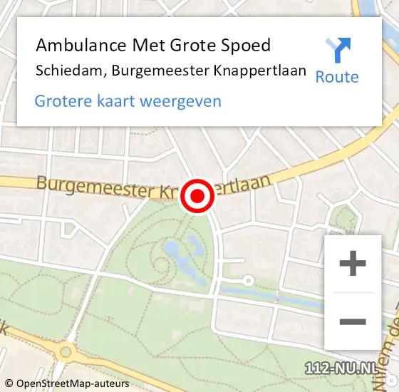 Locatie op kaart van de 112 melding: Ambulance Met Grote Spoed Naar Schiedam, Burgemeester Knappertlaan op 4 december 2018 12:00