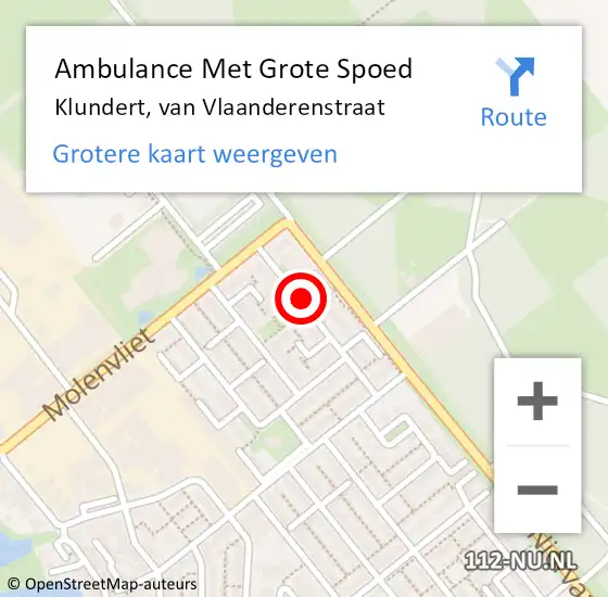 Locatie op kaart van de 112 melding: Ambulance Met Grote Spoed Naar Klundert, van Vlaanderenstraat op 4 december 2018 13:49