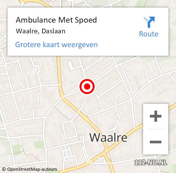 Locatie op kaart van de 112 melding: Ambulance Met Spoed Naar Waalre, Daslaan op 4 december 2018 15:33