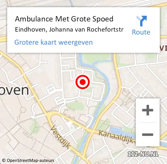 Locatie op kaart van de 112 melding: Ambulance Met Grote Spoed Naar Eindhoven, Johanna van Rochefortstr op 4 december 2018 18:50