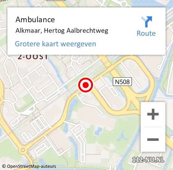 Locatie op kaart van de 112 melding: Ambulance Alkmaar, Hertog Aalbrechtweg op 4 december 2018 20:41