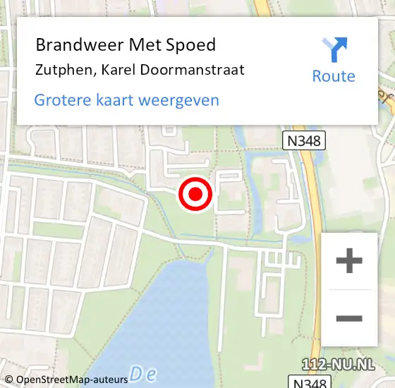 Locatie op kaart van de 112 melding: Brandweer Met Spoed Naar Zutphen, Karel Doormanstraat op 4 december 2018 20:57