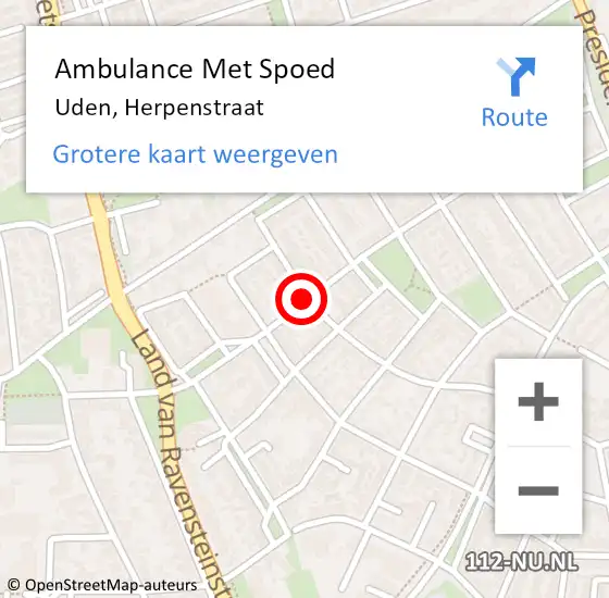 Locatie op kaart van de 112 melding: Ambulance Met Spoed Naar Uden, Herpenstraat op 5 december 2018 05:28