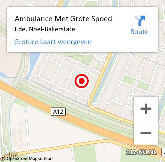 Locatie op kaart van de 112 melding: Ambulance Met Grote Spoed Naar Ede, Noel-Bakerstate op 5 december 2018 07:05