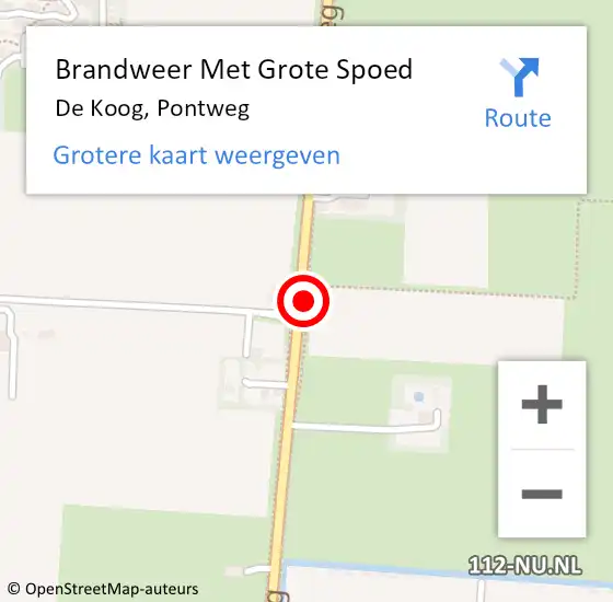 Locatie op kaart van de 112 melding: Brandweer Met Grote Spoed Naar De Koog, Pontweg op 5 december 2018 08:59