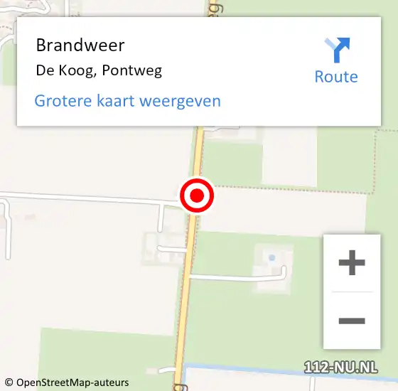 Locatie op kaart van de 112 melding: Brandweer De Koog, Pontweg op 5 december 2018 09:16