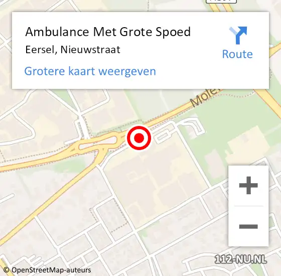 Locatie op kaart van de 112 melding: Ambulance Met Grote Spoed Naar Eersel, Nieuwstraat op 5 december 2018 09:31