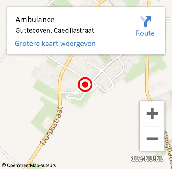 Locatie op kaart van de 112 melding: Ambulance Guttecoven, Caeciliastraat op 16 maart 2014 19:15