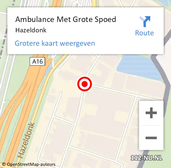 Locatie op kaart van de 112 melding: Ambulance Met Grote Spoed Naar Hazeldonk op 16 maart 2014 19:30