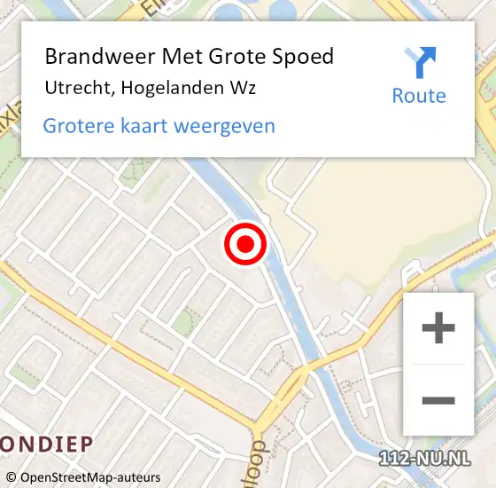 Locatie op kaart van de 112 melding: Brandweer Met Grote Spoed Naar Utrecht, Hogelanden Wz op 5 december 2018 13:44