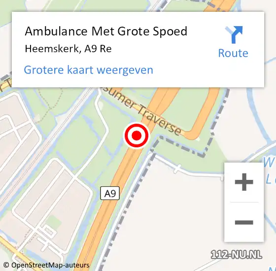Locatie op kaart van de 112 melding: Ambulance Met Grote Spoed Naar Heemskerk, A9 Re op 5 december 2018 15:37