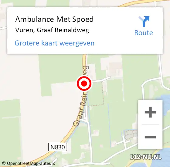 Locatie op kaart van de 112 melding: Ambulance Met Spoed Naar Vuren, Graaf Reinaldweg op 5 december 2018 17:32